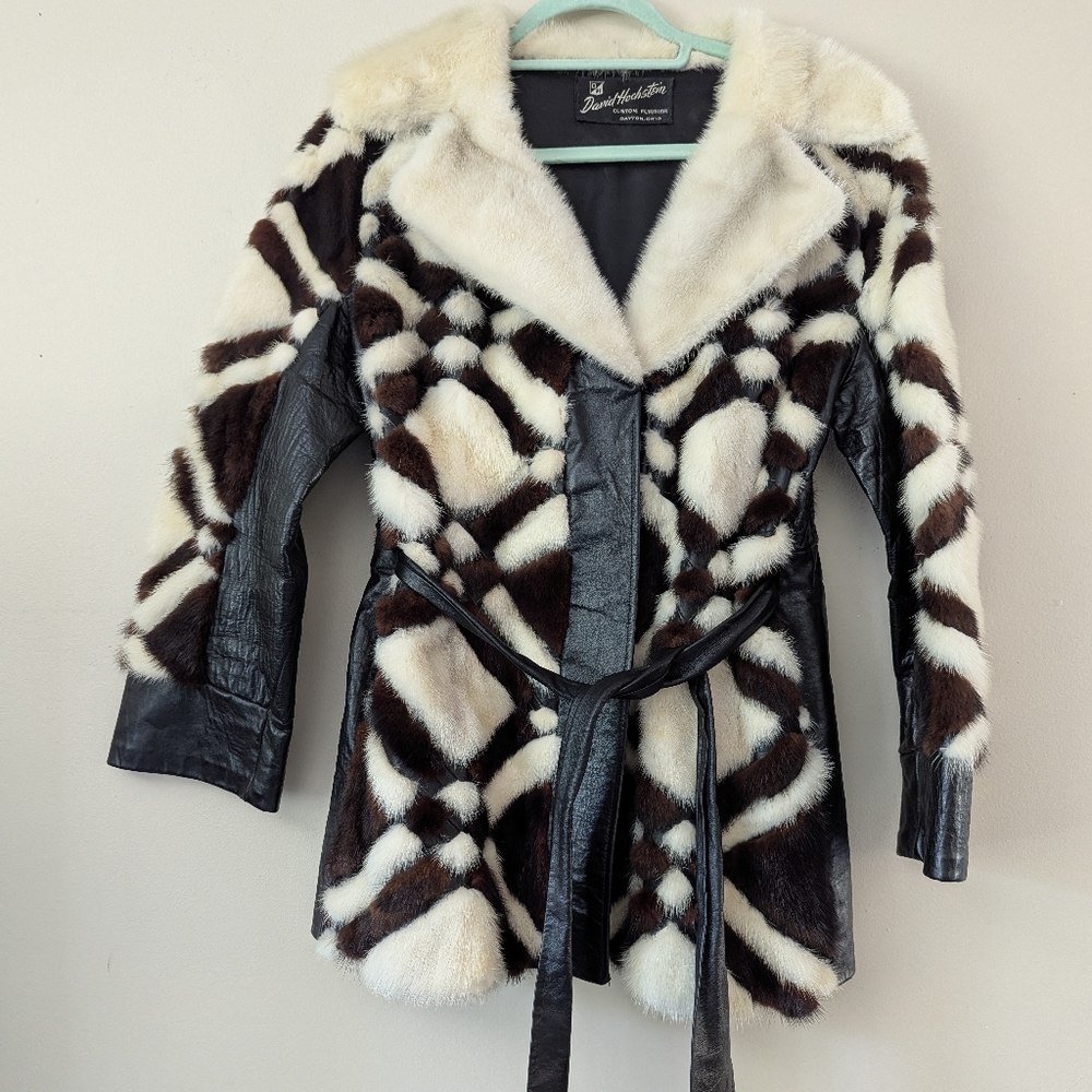 David Hockstein Fur and Leather Patterned Coat